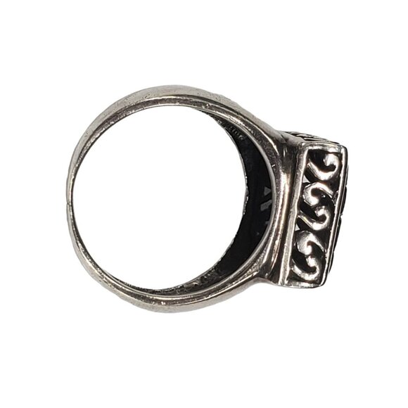 Sterling Silver Ring Square Swirl Open Scroll Work Sz 7.75 Designer Statement - Picture 7 of 9